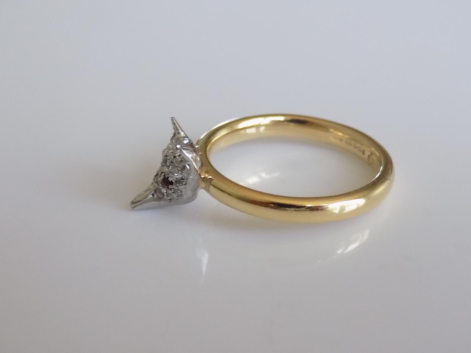 Victorian Silver Gold Diamond Fox Ring In Good Condition In Boston, Lincolnshire
