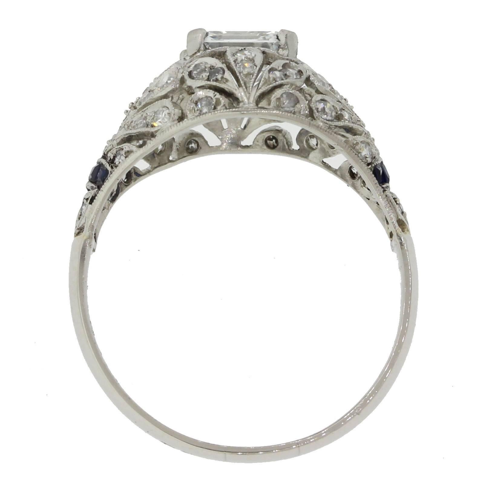 Women's 1920s Antique Art Deco 1.24 Carat GIA Asscher Diamond Platinum Engagement Ring For Sale