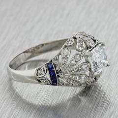 1920s Antique Art Deco 1.24 Carat GIA Asscher Diamond Platinum Engagement Ring