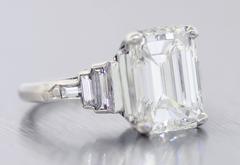Antique Art Deco 4.60 carat GIA Emerald cut Diamond Platinum Engagement Ring