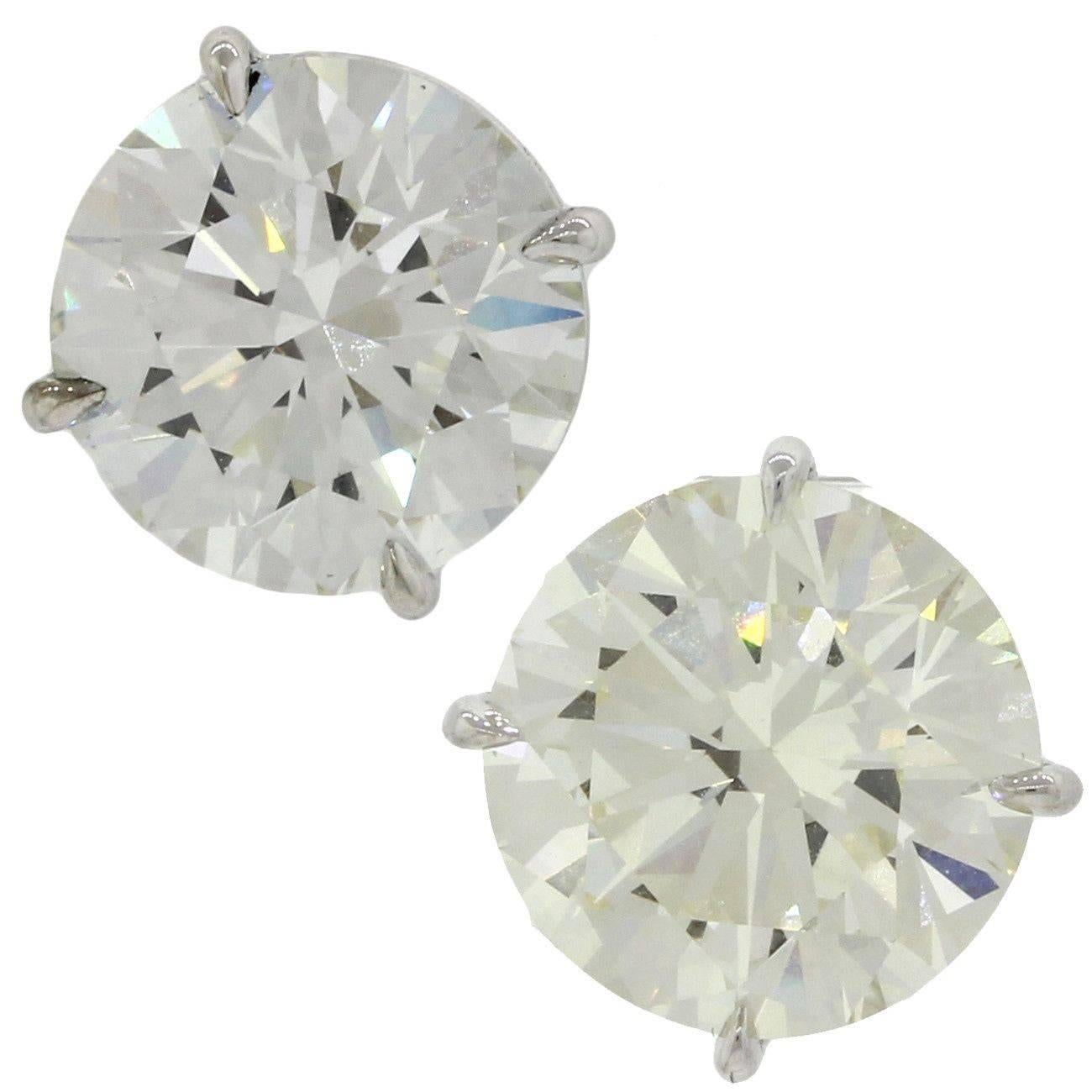 14 Karat Solid White Gold 7.76 Carat Diamond Stud Earrings GIA EGL For Sale