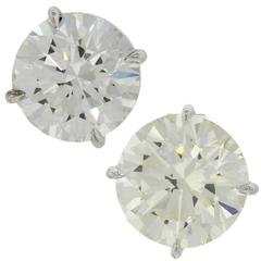 14 Karat Solid White Gold 7.76 Carat Diamond Stud Earrings GIA EGL 4