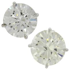 14 Karat Solid White Gold 7.76 Carat Diamond Stud Earrings GIA EGL