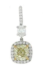 Platinum 8.03 Carat Cushion Cut Diamond Hanging Earring