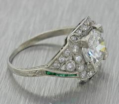 Antique Art Deco Platinum 1.36 Carat Diamond Engagement Ring GIA