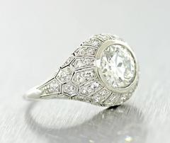 1920s Art Deco Round Diamond Platinum Engagement Ring