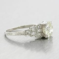 1920s Antique Art Deco Platinum 1.60 Carat Old European Cut Diamond Ring