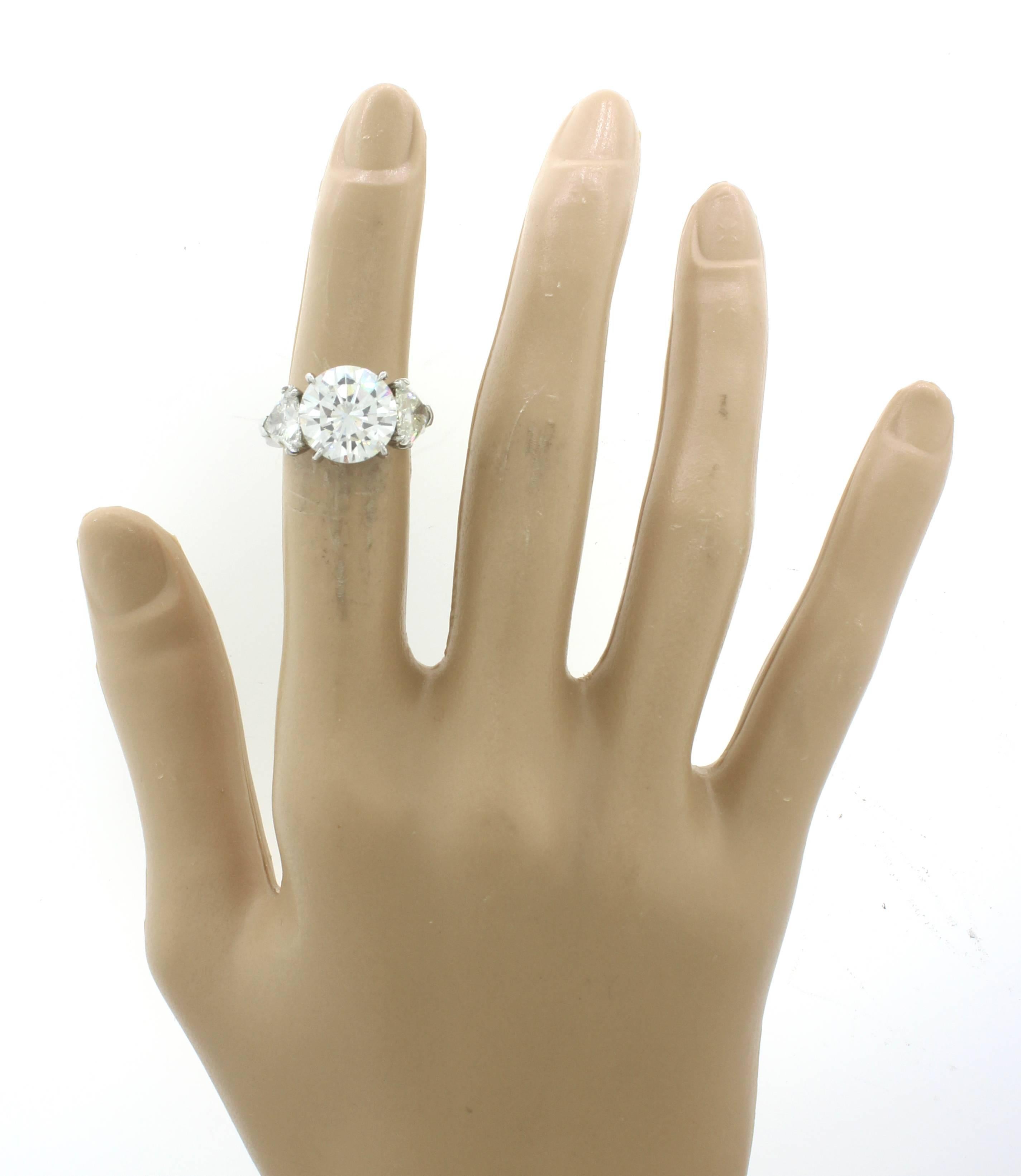 Women's Round Trillion Cut Three-Stone GIA Diamond Engagement Ring For Sale
