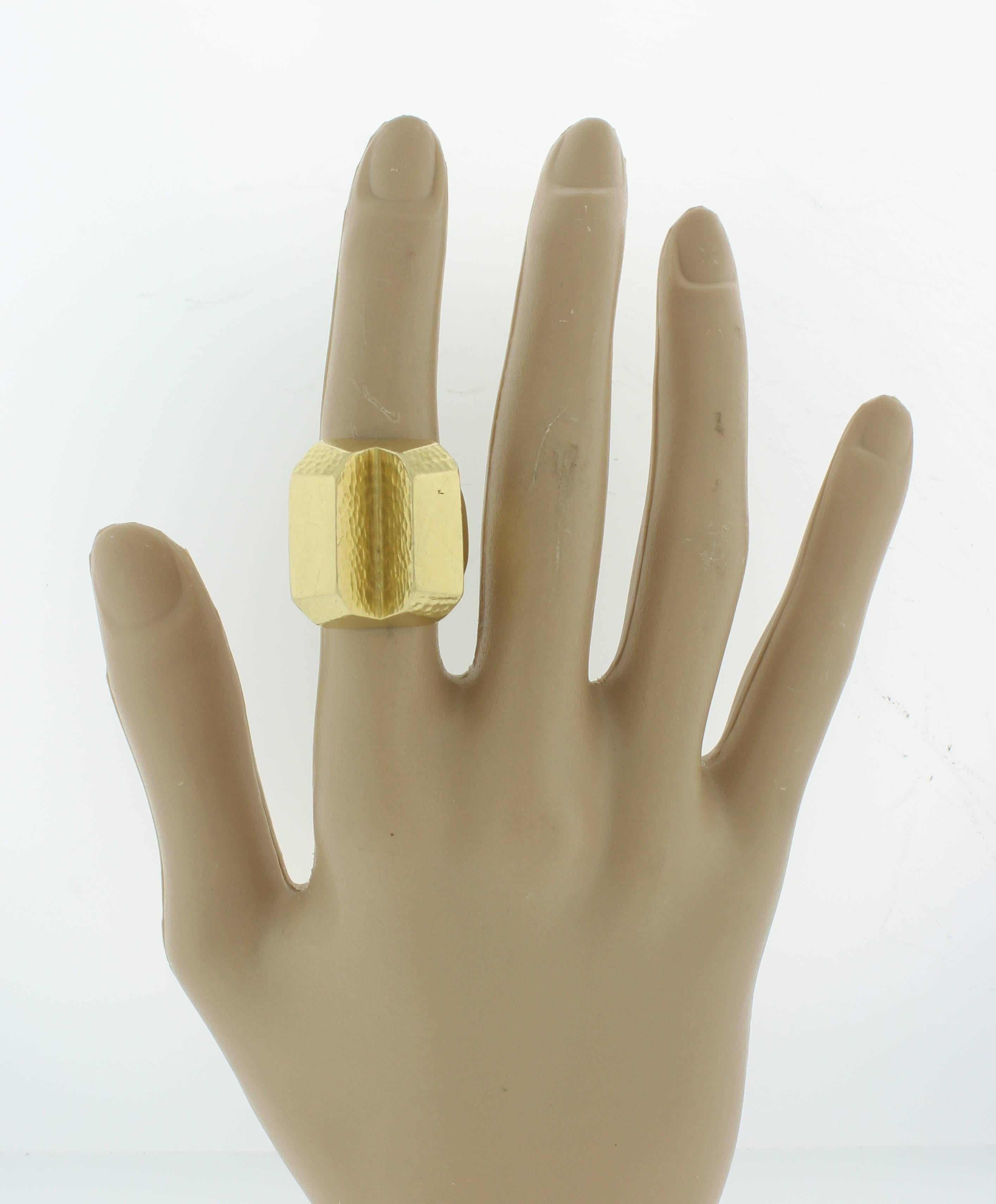Women's Andrew Clunn Hammered Yellow Gold  Cocktail Ring For Sale