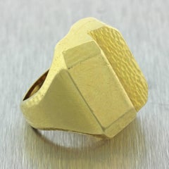 Andrew Clunn Hammered Yellow Gold  Cocktail Ring