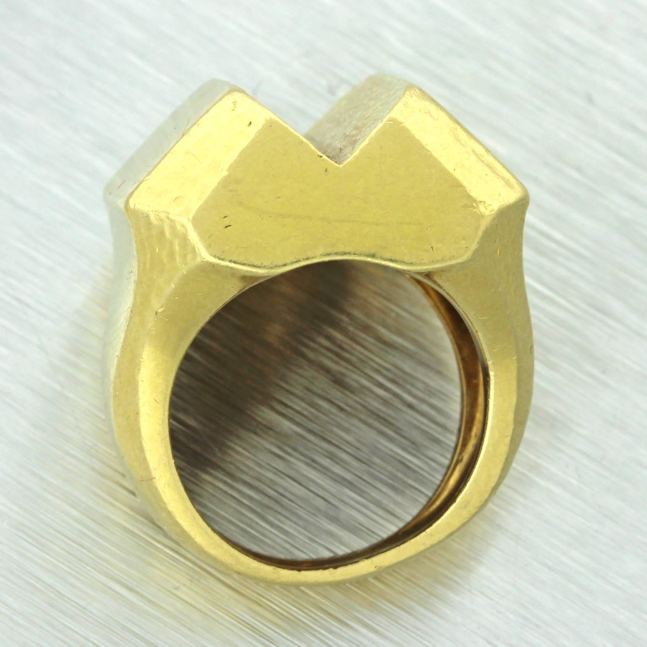 Andrew Clunn Hammered Yellow Gold  Cocktail Ring For Sale 1