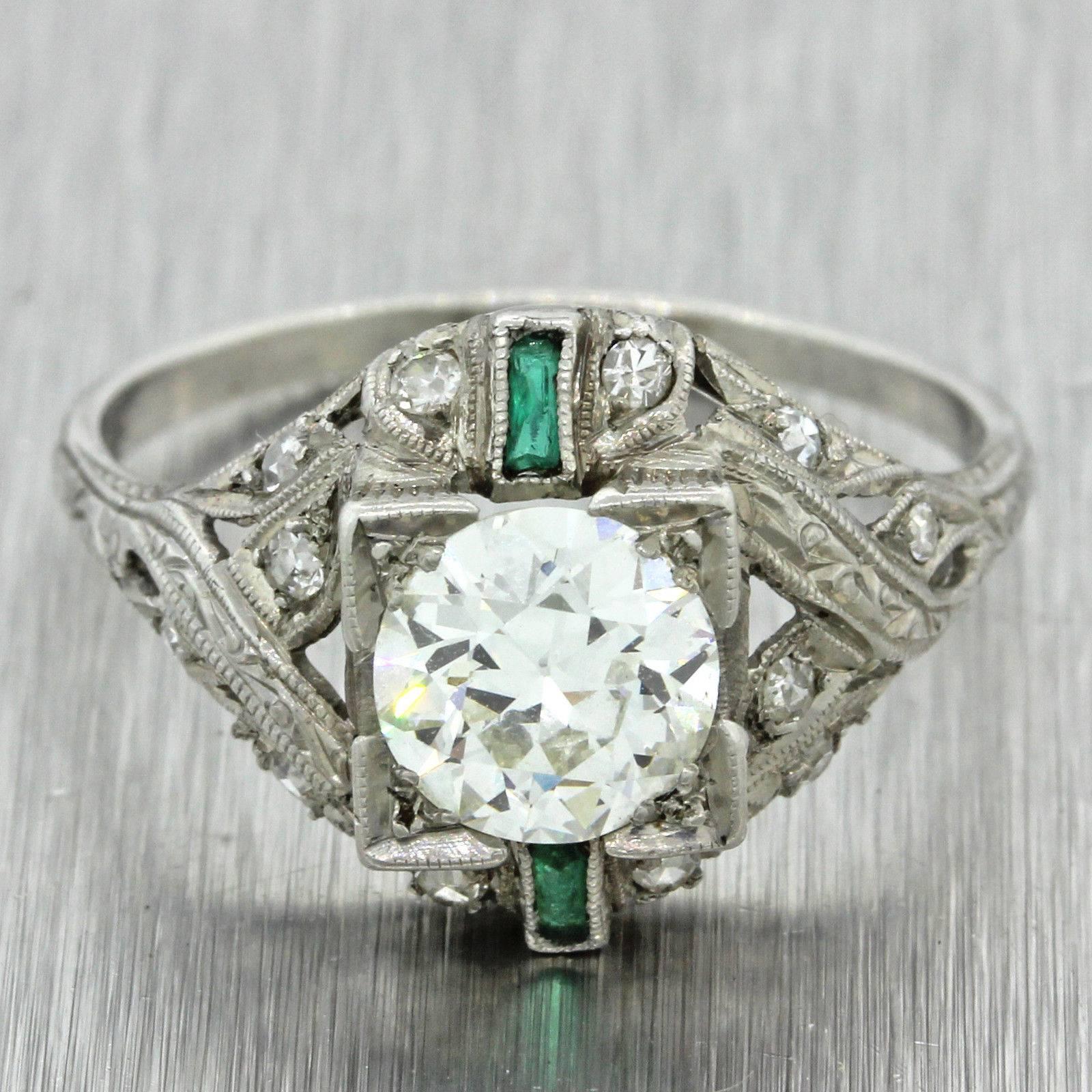 This is a beautiful 1920s Antique Art Deco Solid Platinum 1.51ctw Diamond Baguette Emerald Ring EGL. It will come in a lovely ring box for a perfect presentation and our unconditional 30 day money back return policy.

Gender 	Women's
Ring Size	8.5 -