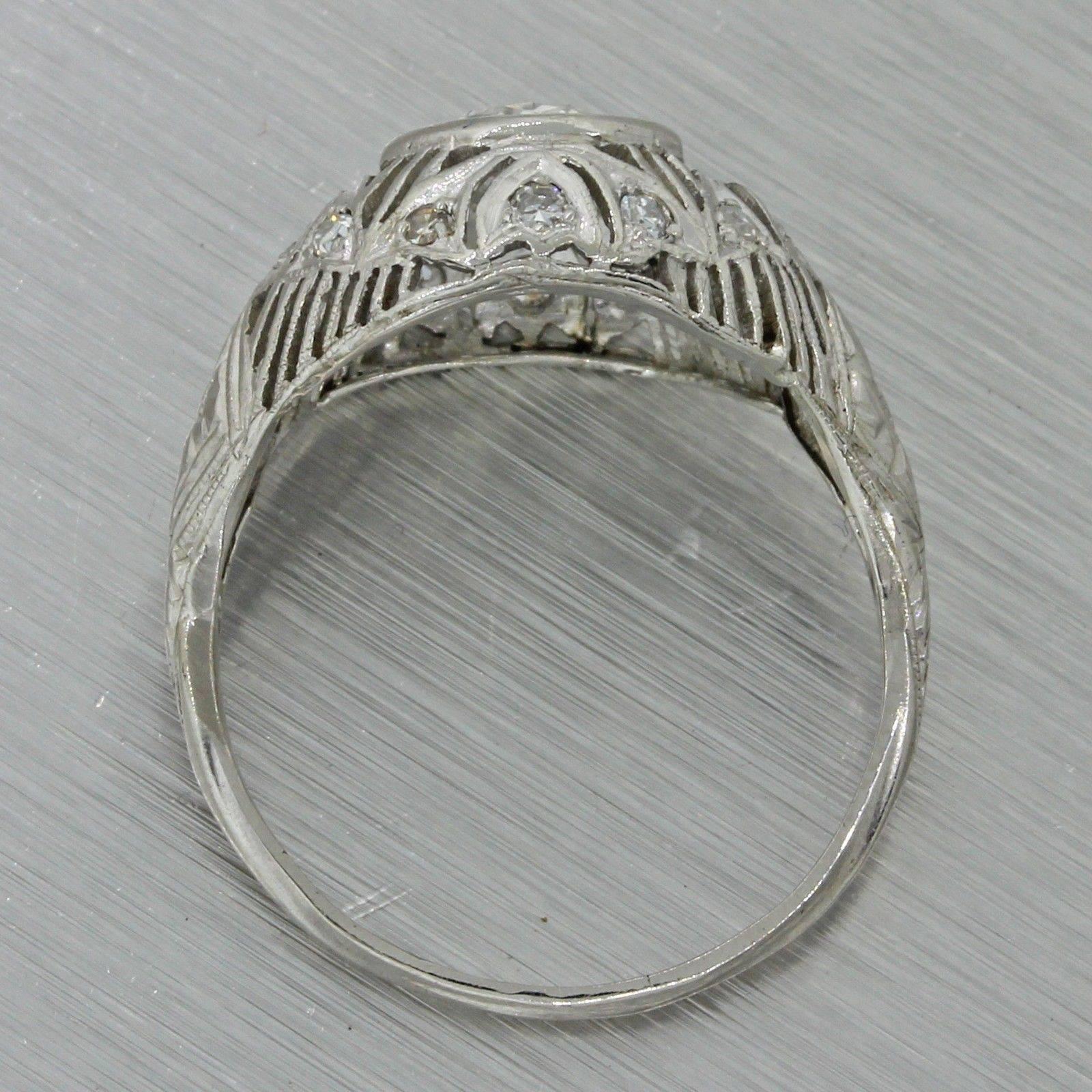 Women's 1920s Art Deco .73 Carat Old Cut Diamond Platinum Dome Engagement Ring EGL For Sale