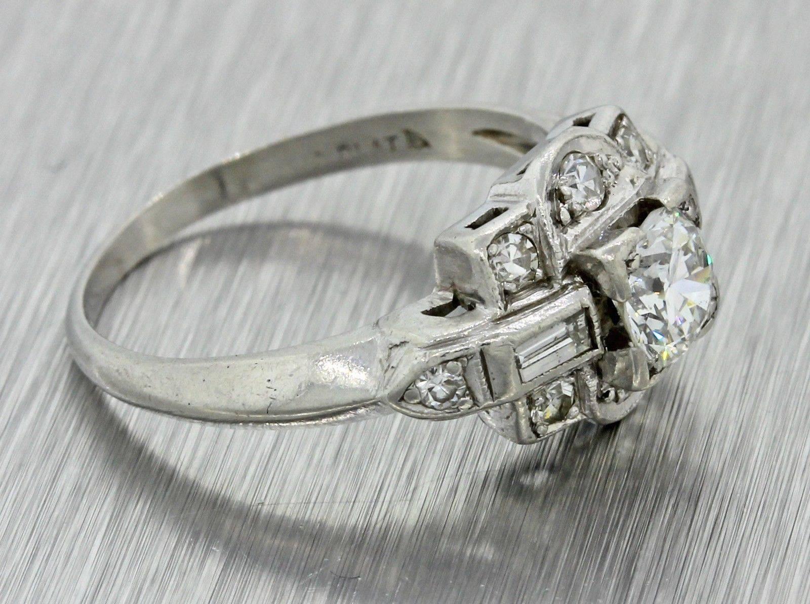 This is a 1930s Vintage Art Deco Solid Platinum .67ctw Diamond Engagement Ring EGL. This ring suggested retail price is $4,300 USD. It will come in a lovely ring box for a perfect presentation and our unconditional 30 day money back return policy.