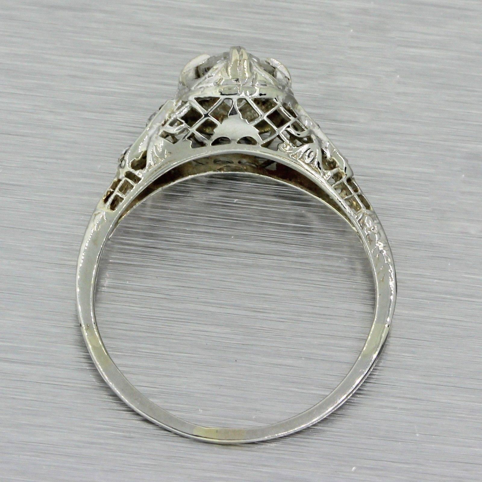 Women's 1930s Art Deco .87 Carat Old Cut Diamond Solid Gold Engagement Ring EGL For Sale