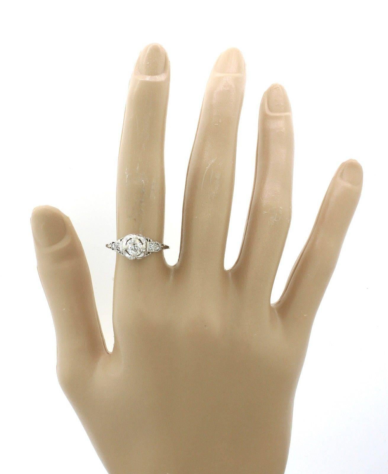 1930s Art Deco .87 Carat Old Cut Diamond Solid Gold Engagement Ring EGL For Sale 3