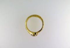Antique Gold and Cushion-Shaped Diamond Snake Ring