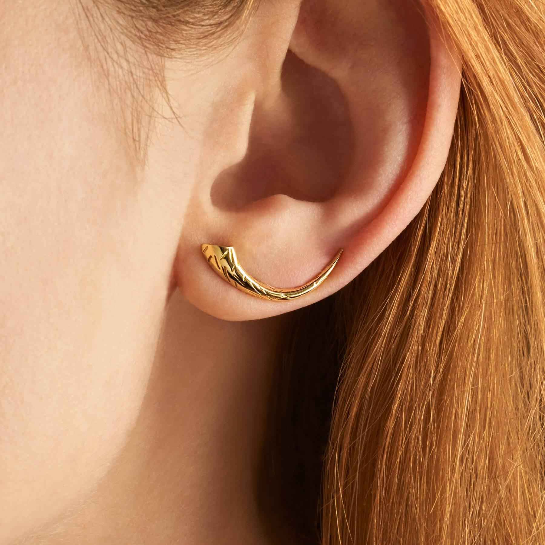 Contemporary Gold Claw & Fur Earrings by Bear Brooksbank For Sale