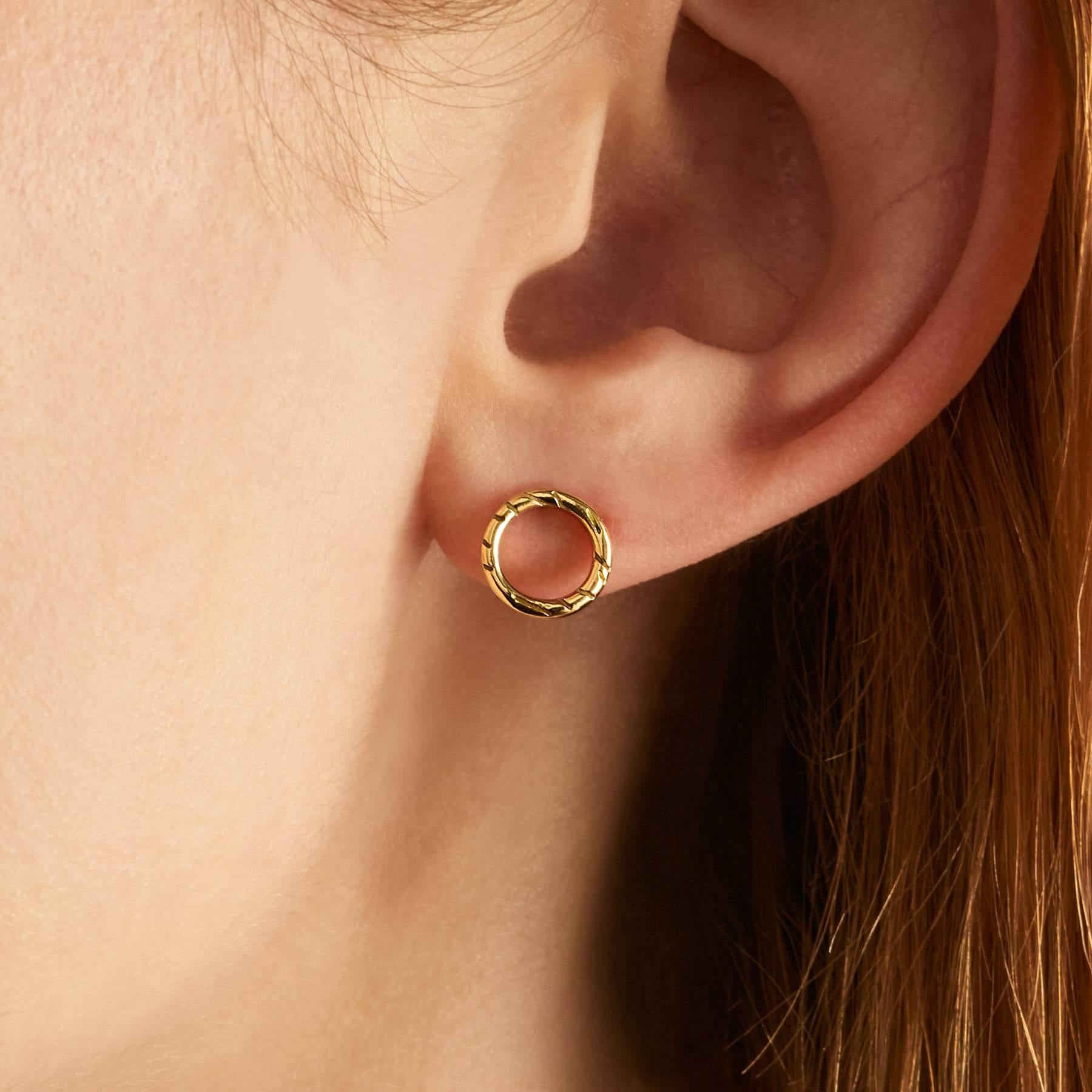 Contemporary Gold Open Circle Fur Earstuds by Bear Brooksbank For Sale