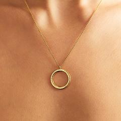 Gold Open Circle Fur Pendant Necklace by Bear Brooksbank