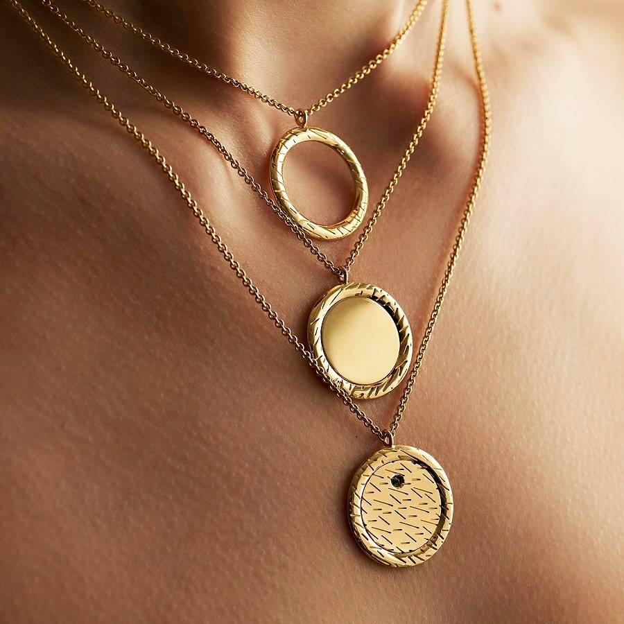 Contemporary Gold Closed Circle Fur Pendant Necklace by Bear Brooksbank For Sale