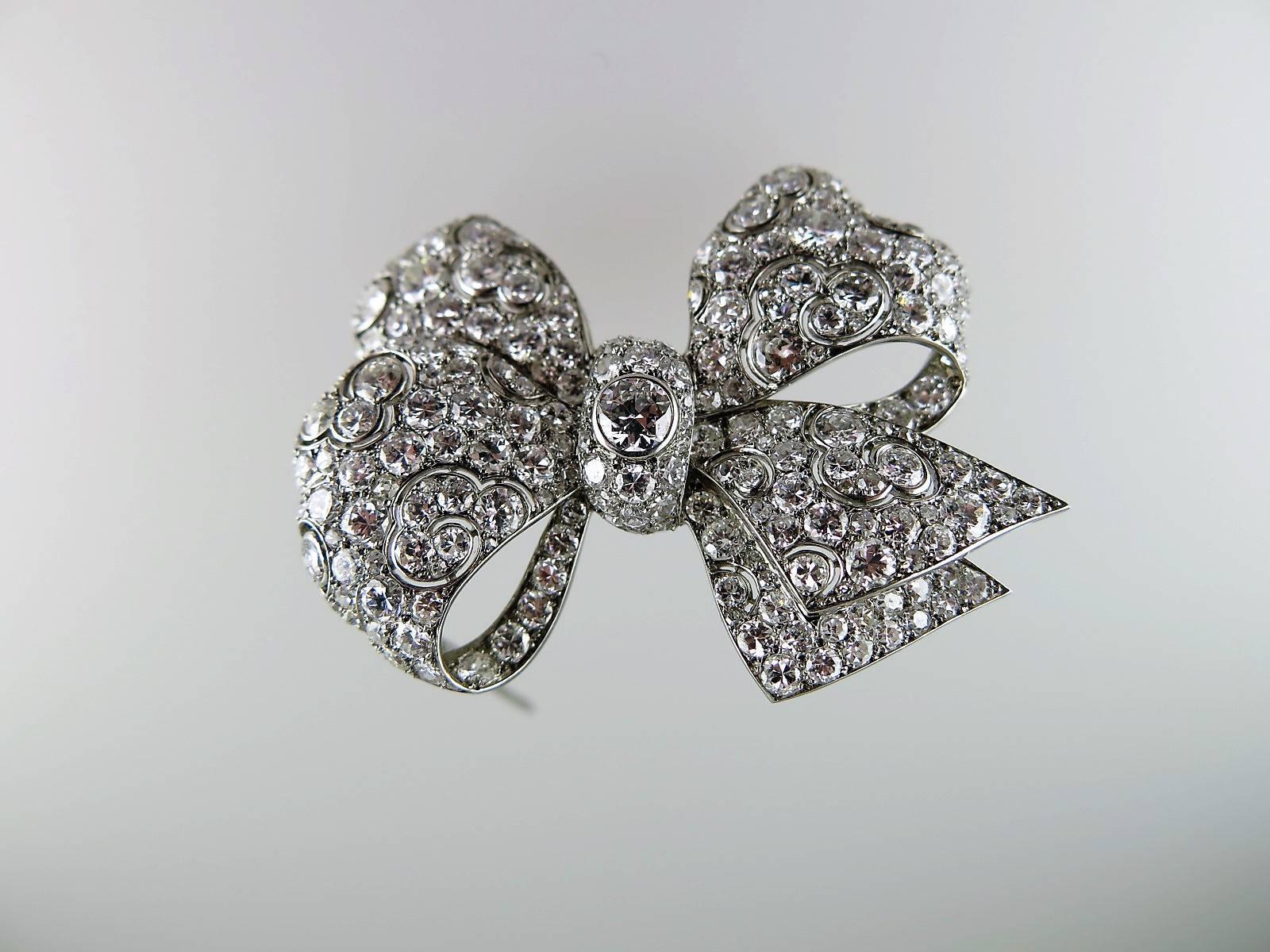 Men's Boucheron Art Deco Diamond Bow Brooch For Sale