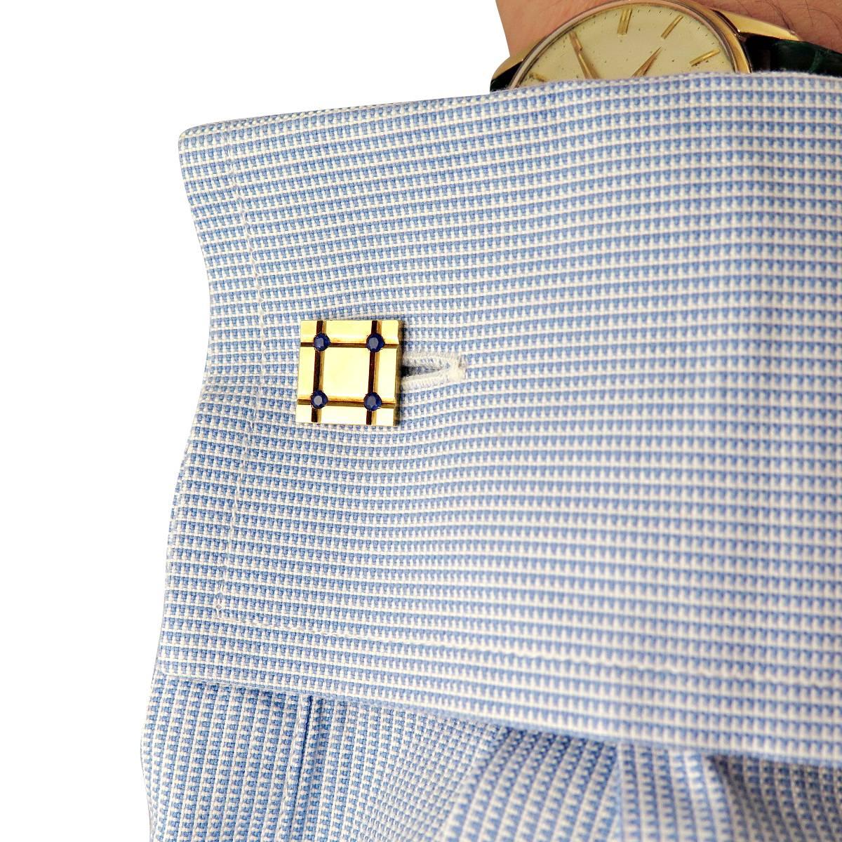 Modern Pair of Tiffany & Co. Sapphire Gold Cufflinks For Sale