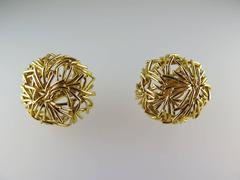 Pair of Gold Bird's Nest Earrings by Boucheron