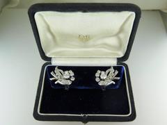 1950s Mauboussin Paris Diamond Floral Earclips