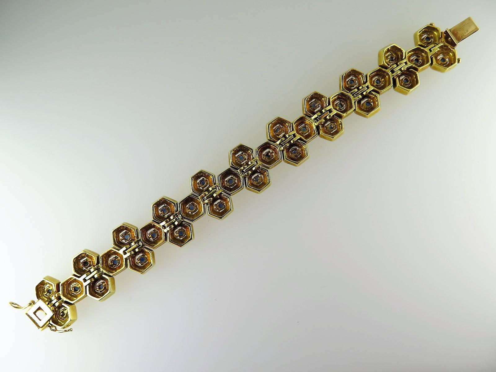 Retro Tiffany & Co. Sapphire Gold Honeycomb Bracelet For Sale
