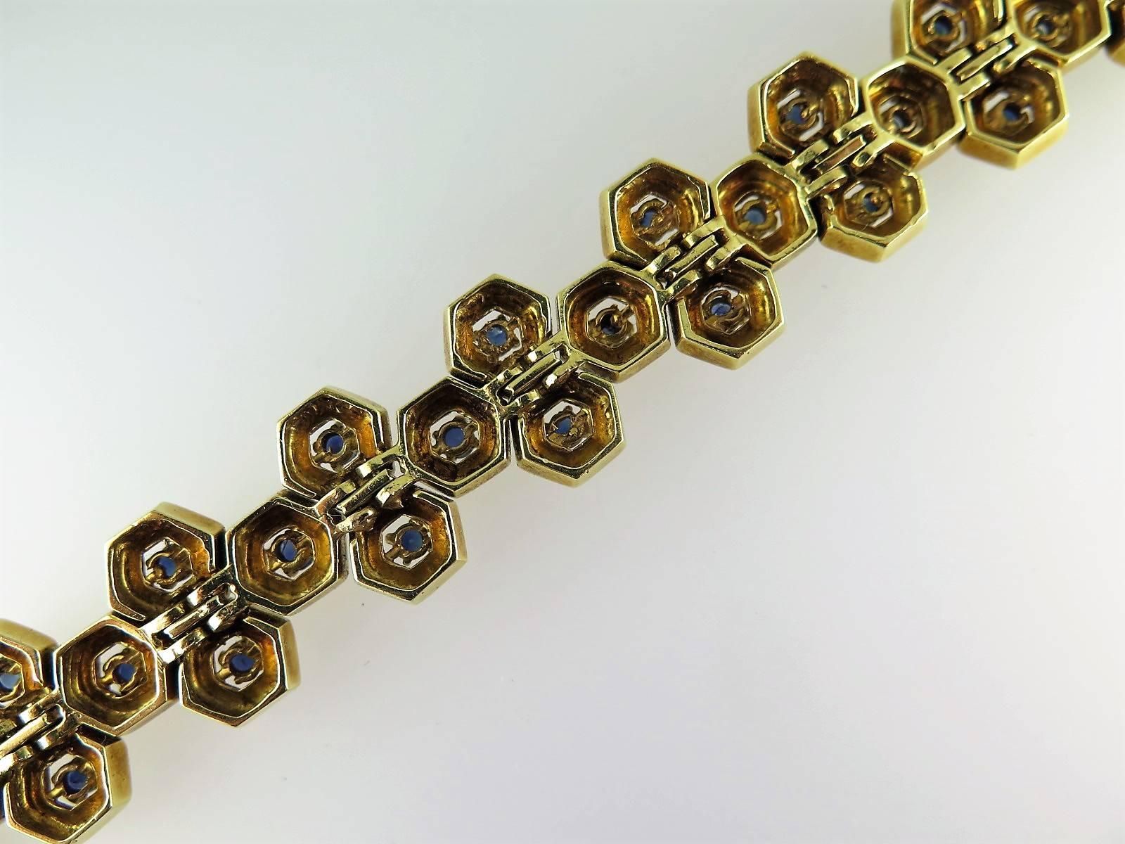 Tiffany & Co. Sapphire Gold Honeycomb Bracelet In Good Condition For Sale In London, GB
