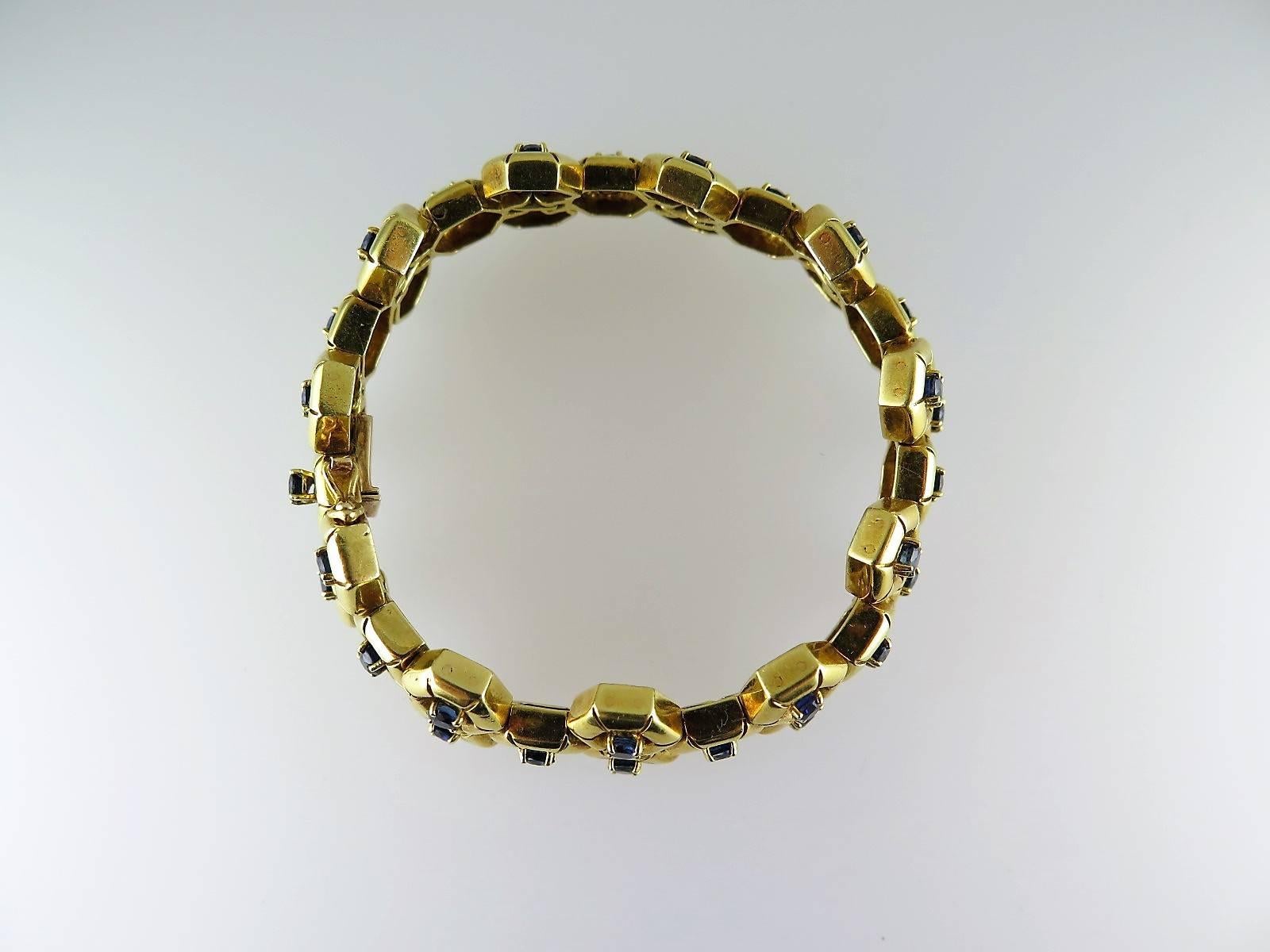 Tiffany & Co. Sapphire Gold Honeycomb Bracelet For Sale 1