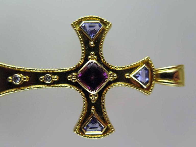Theo Fennell Gem-Set Gold Pendant Cross For Sale at 1stDibs