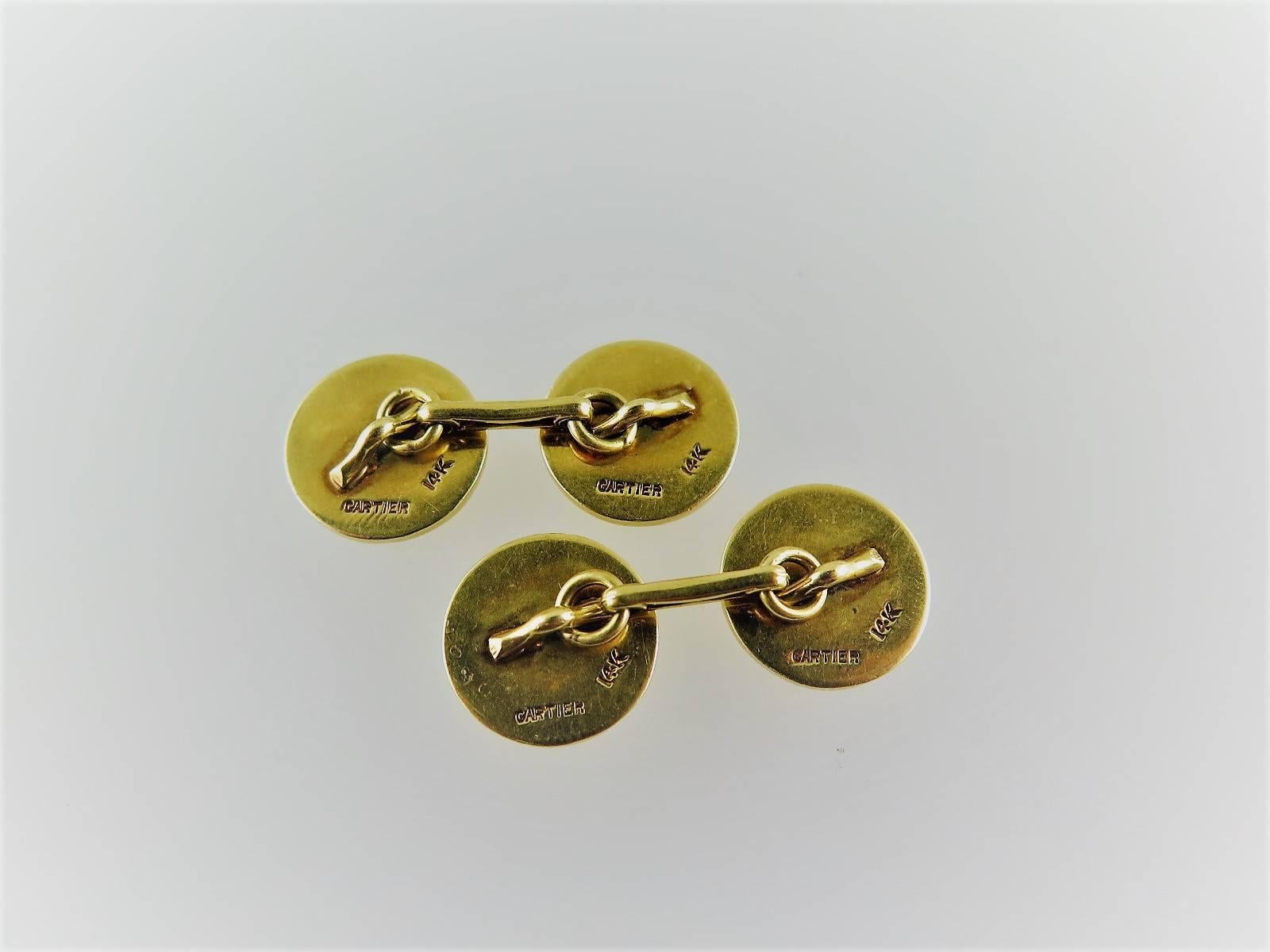 Cartier Pair of Circular Gold Cufflinks In Excellent Condition In London, GB