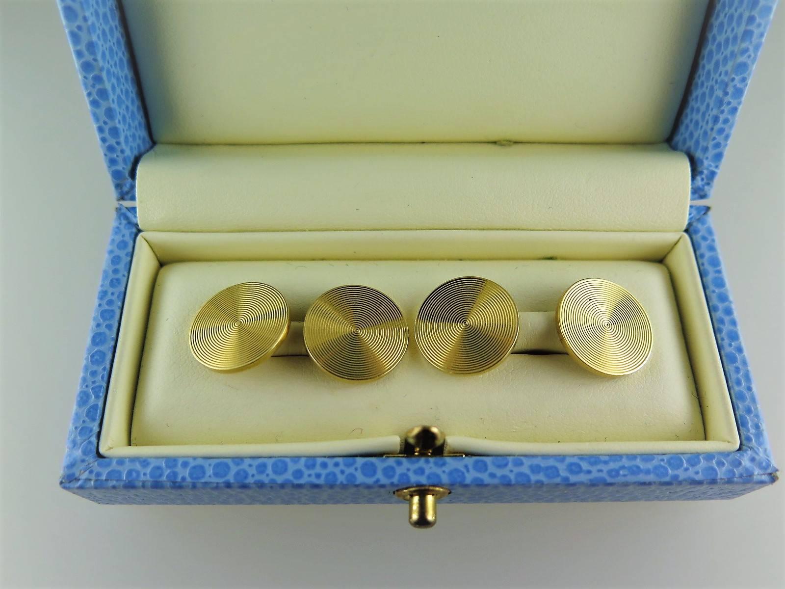 Cartier Pair of Circular Gold Cufflinks 1