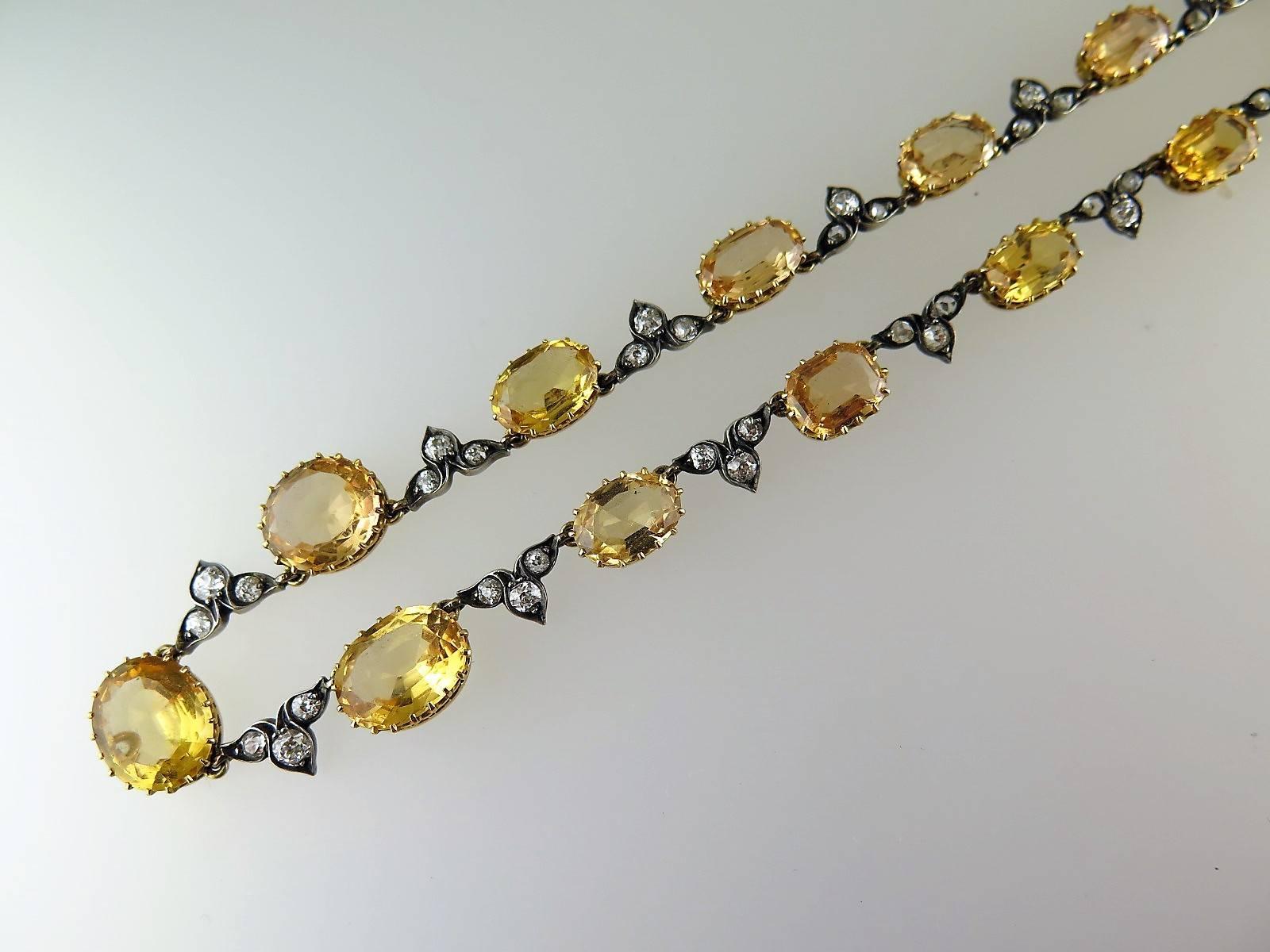 Victorian Antique Topaz and Diamond Necklace