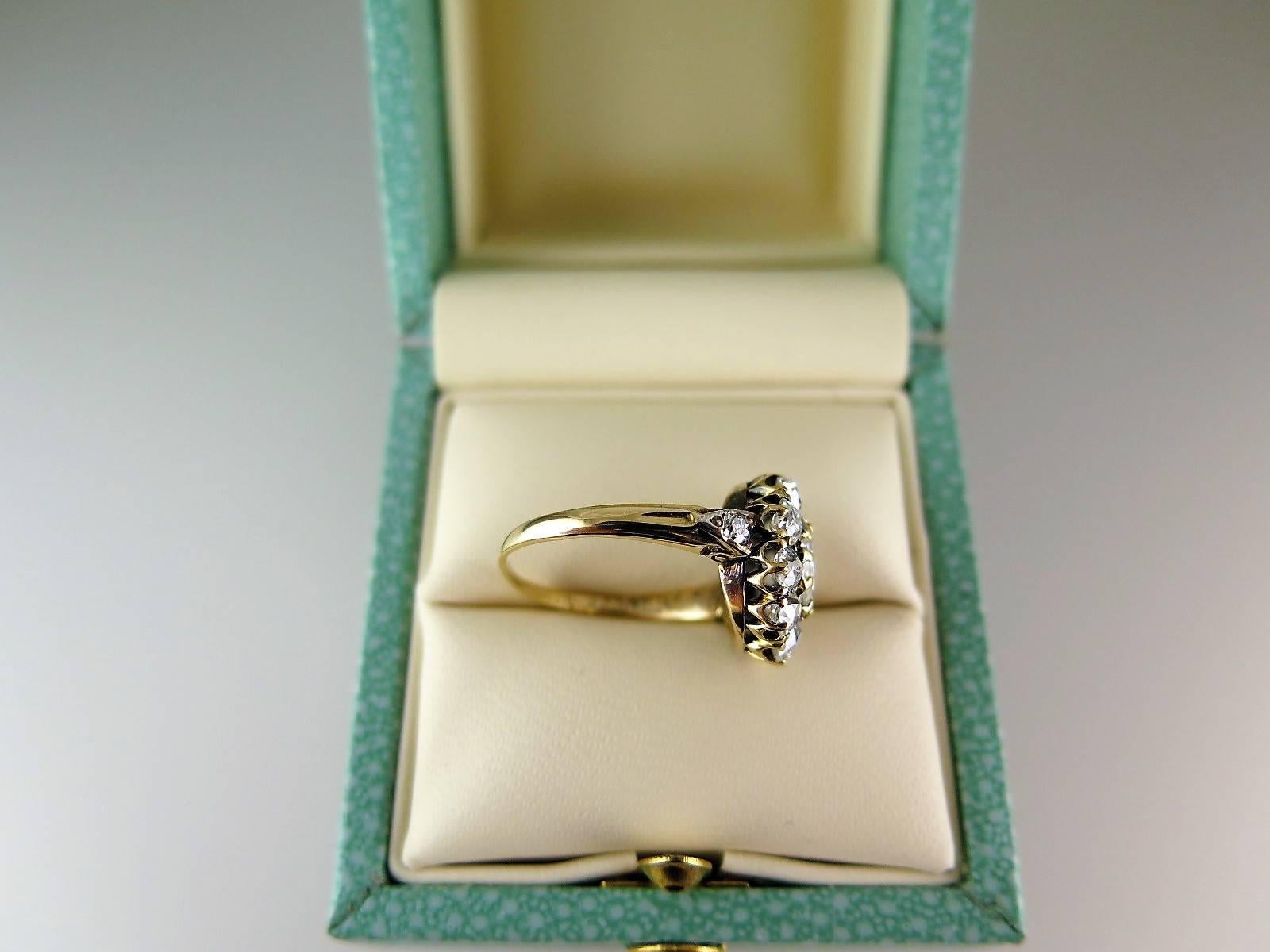 Women's Antique Victorian Old Mine-Cut Diamond Cluster Ring For Sale