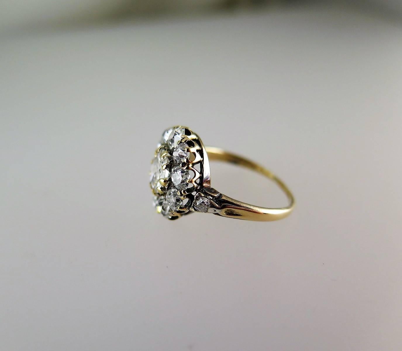 Antique Victorian Old Mine-Cut Diamond Cluster Ring For Sale 4