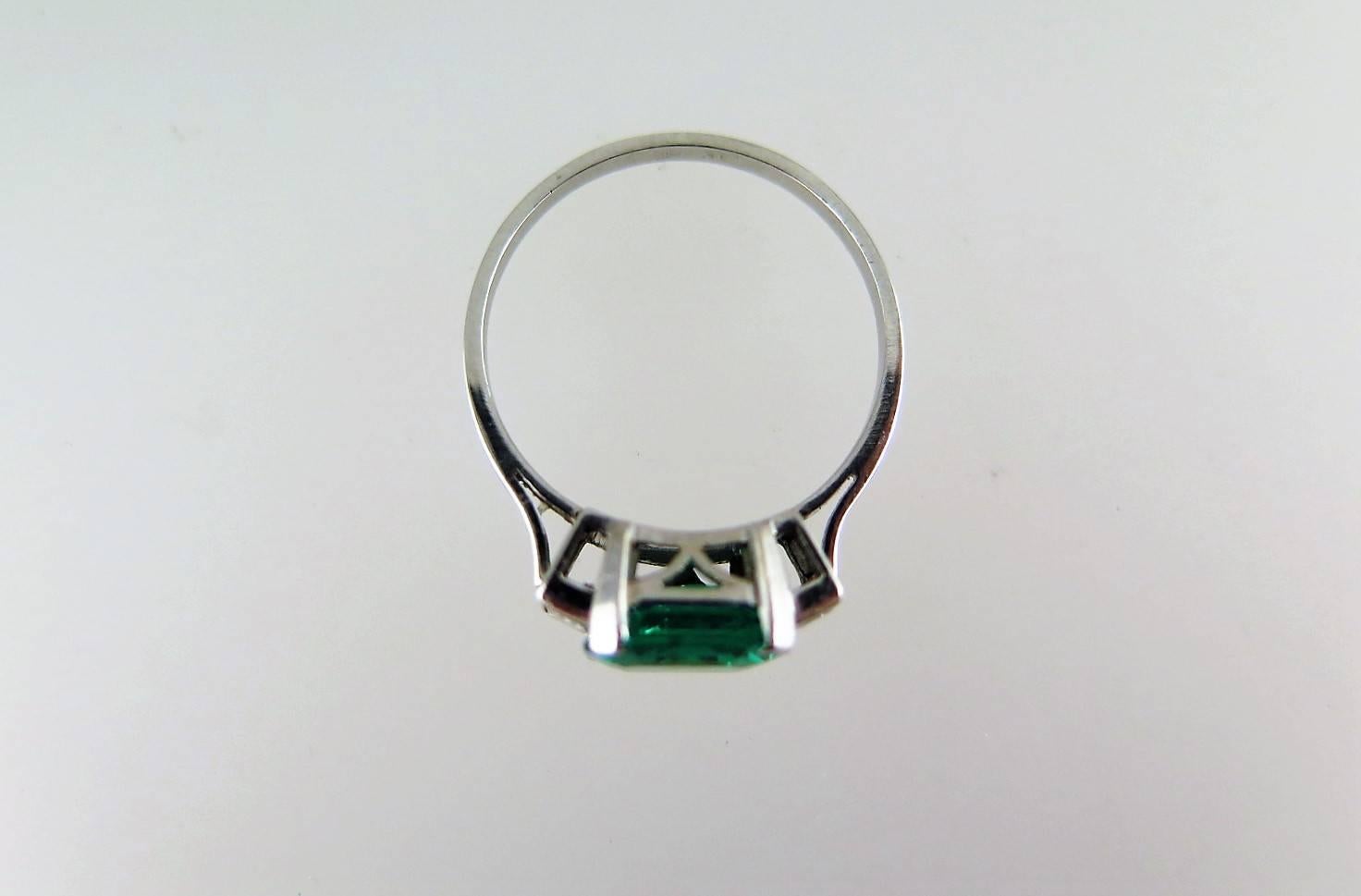 Emerald Cut Fine Colombian 1.93 Carat Emerald and Diamond Ring