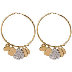 Dior Diamond Gold Hoop Heart Earrings