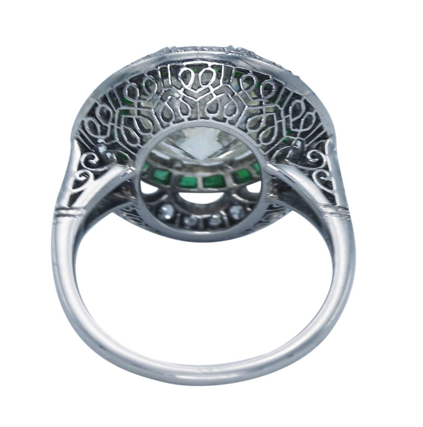 Women's or Men's 4.09 Carat Diamond Emerald Ring