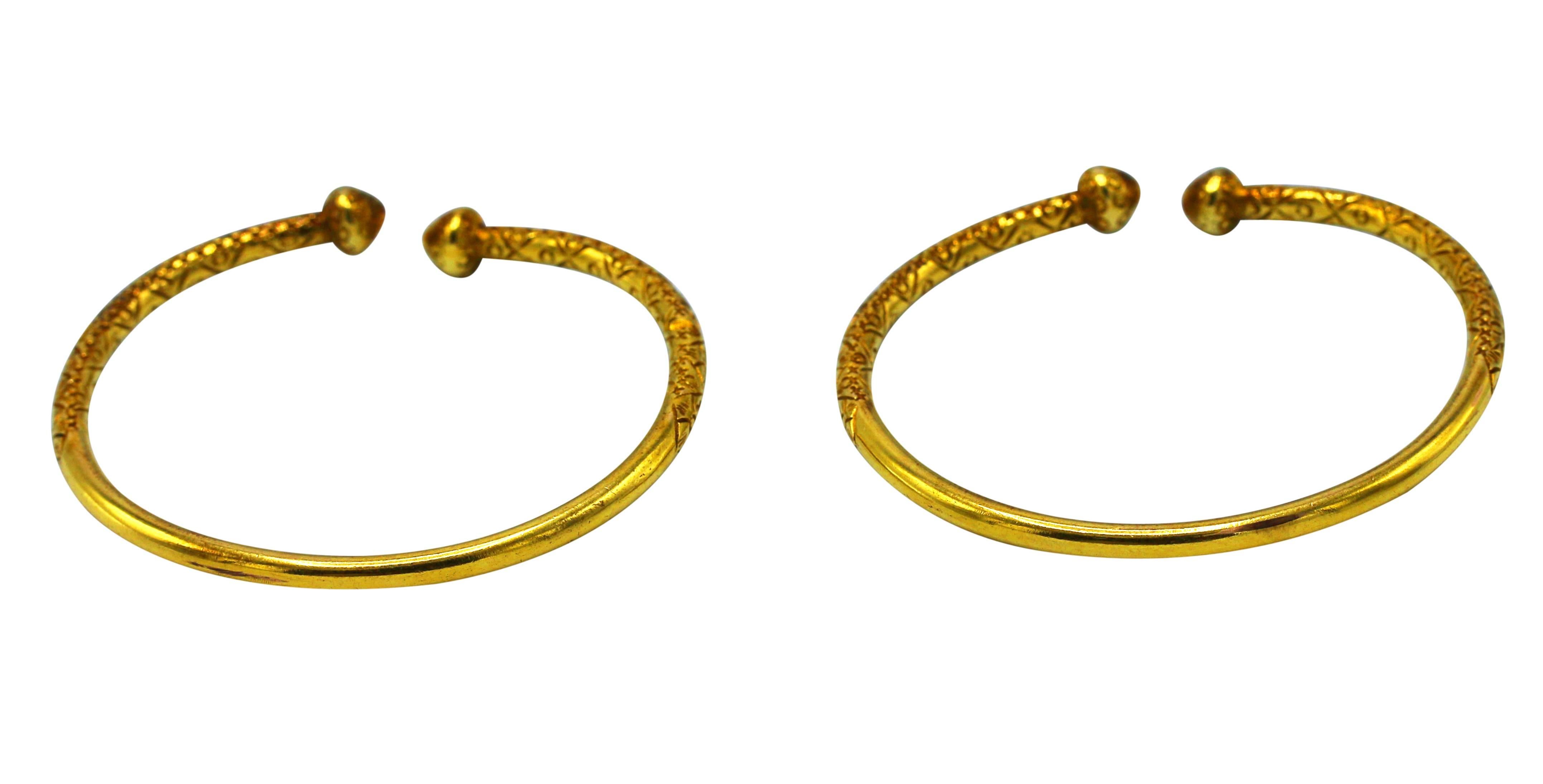 Pair of Gold Stacking Cuff Bangles 1