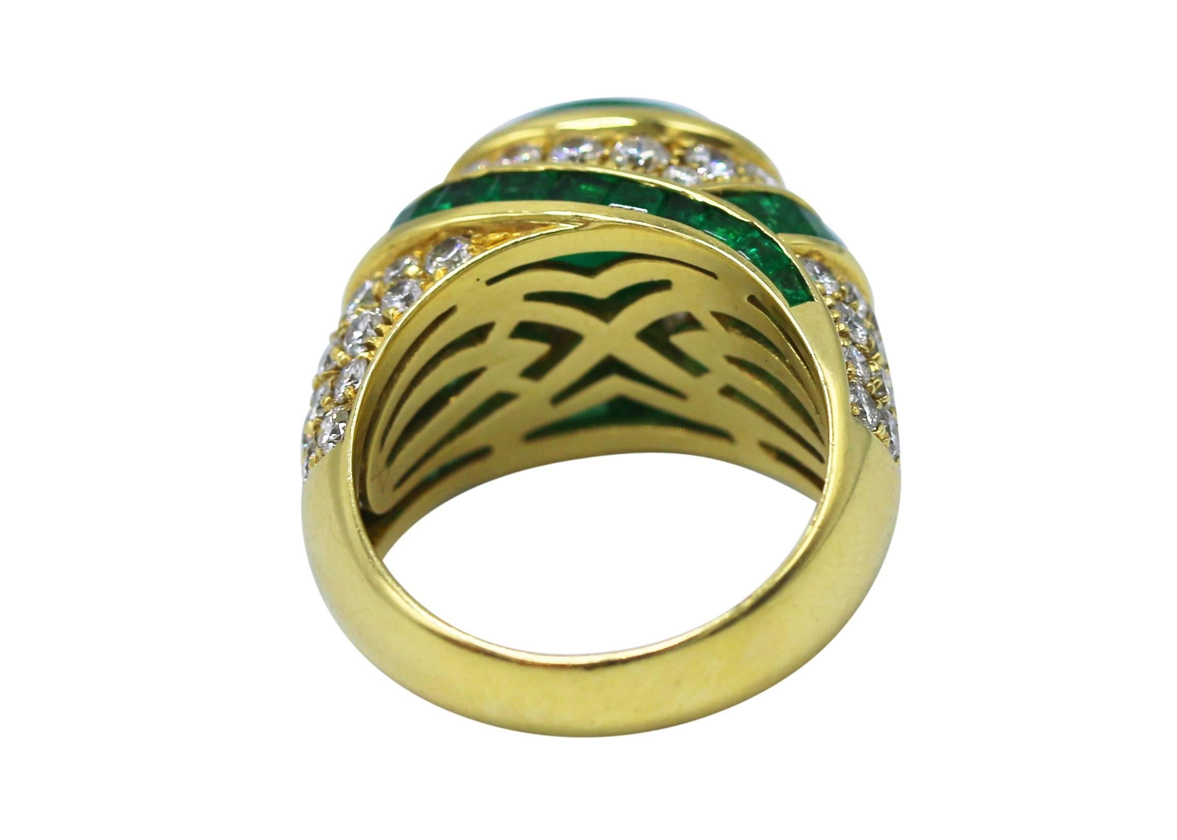 Chaumet Emerald and Diamond Ring In Excellent Condition In Miami, FL