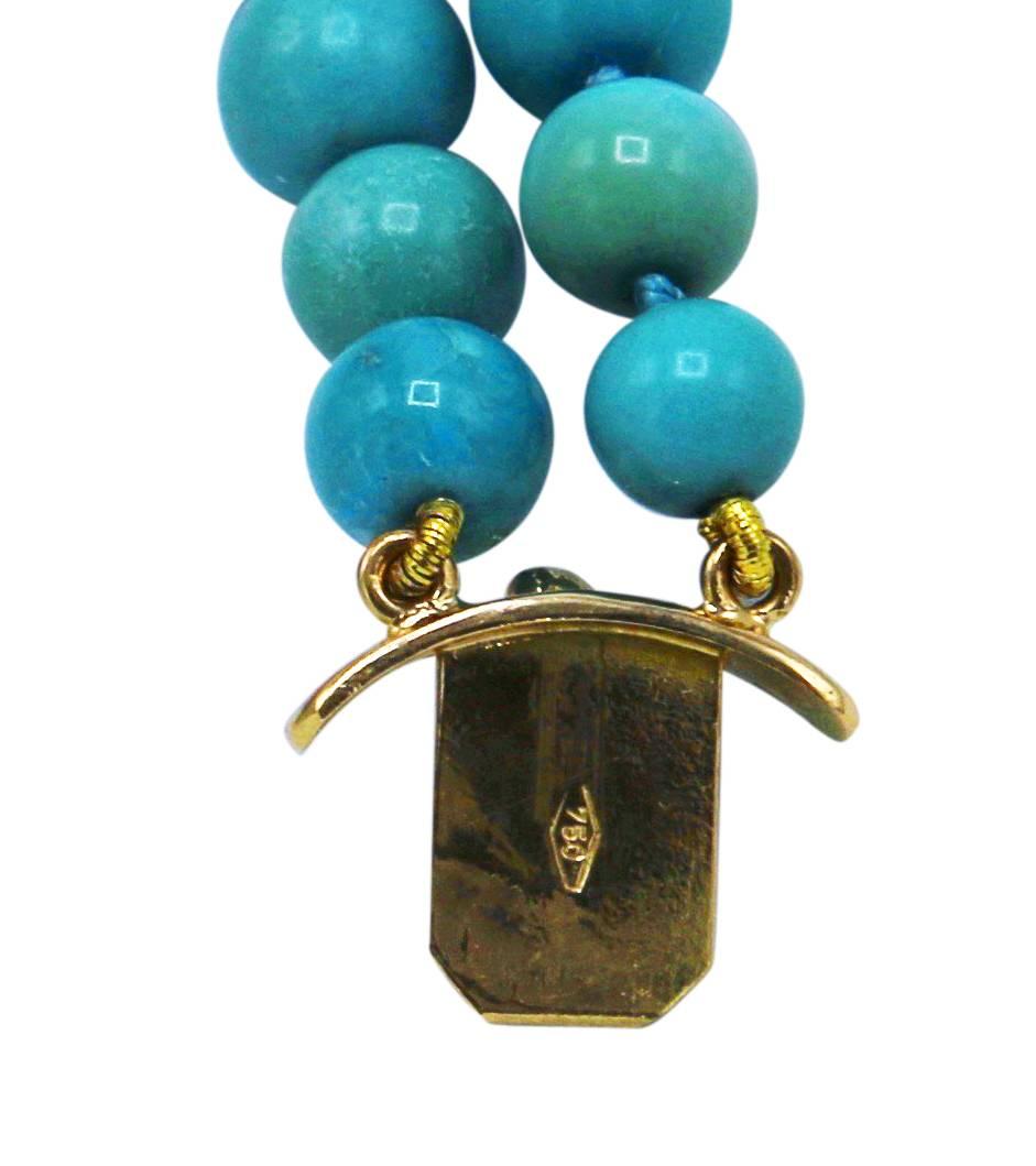 Women's or Men's 1970s Natural Turquoise Beaded Necklace