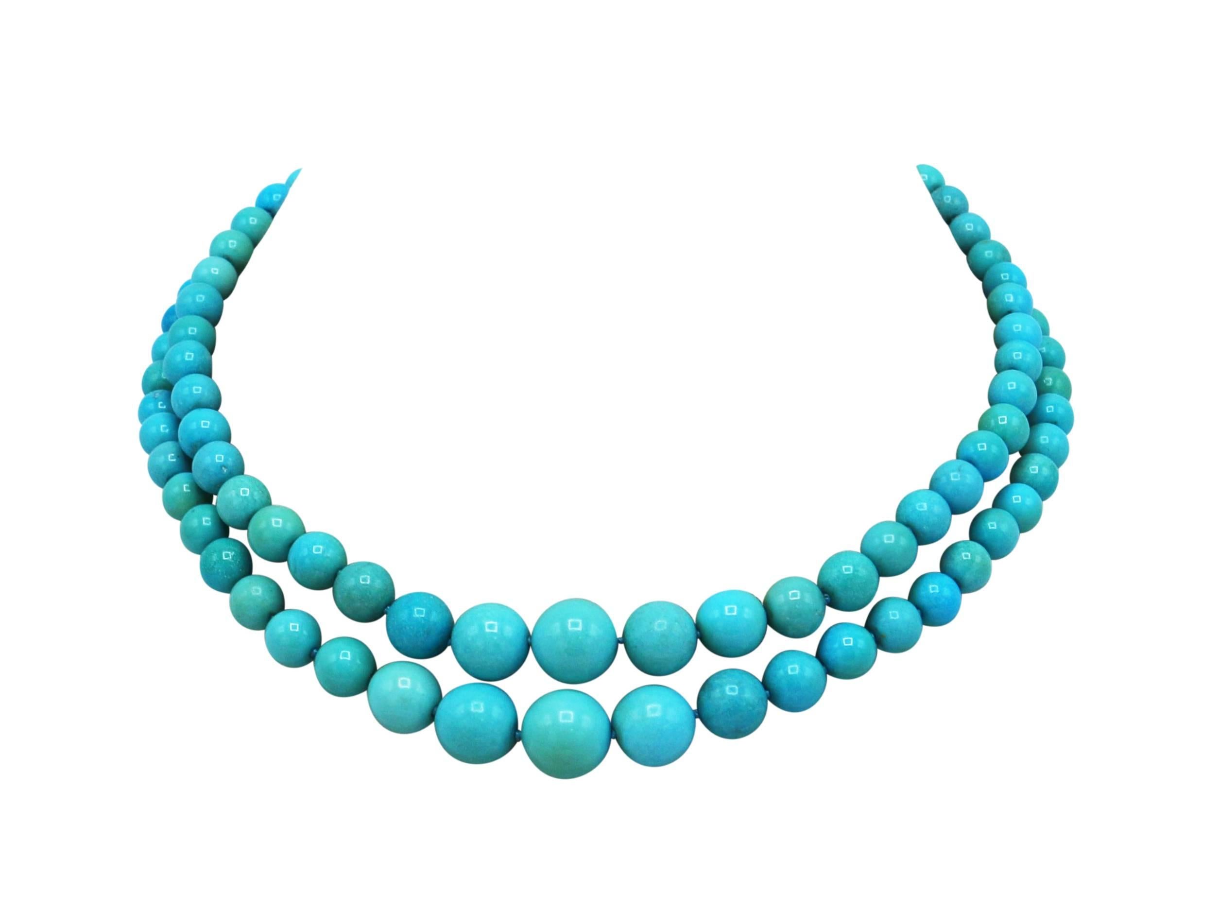 1970s Natural Turquoise Beaded Necklace In Excellent Condition In Miami, FL