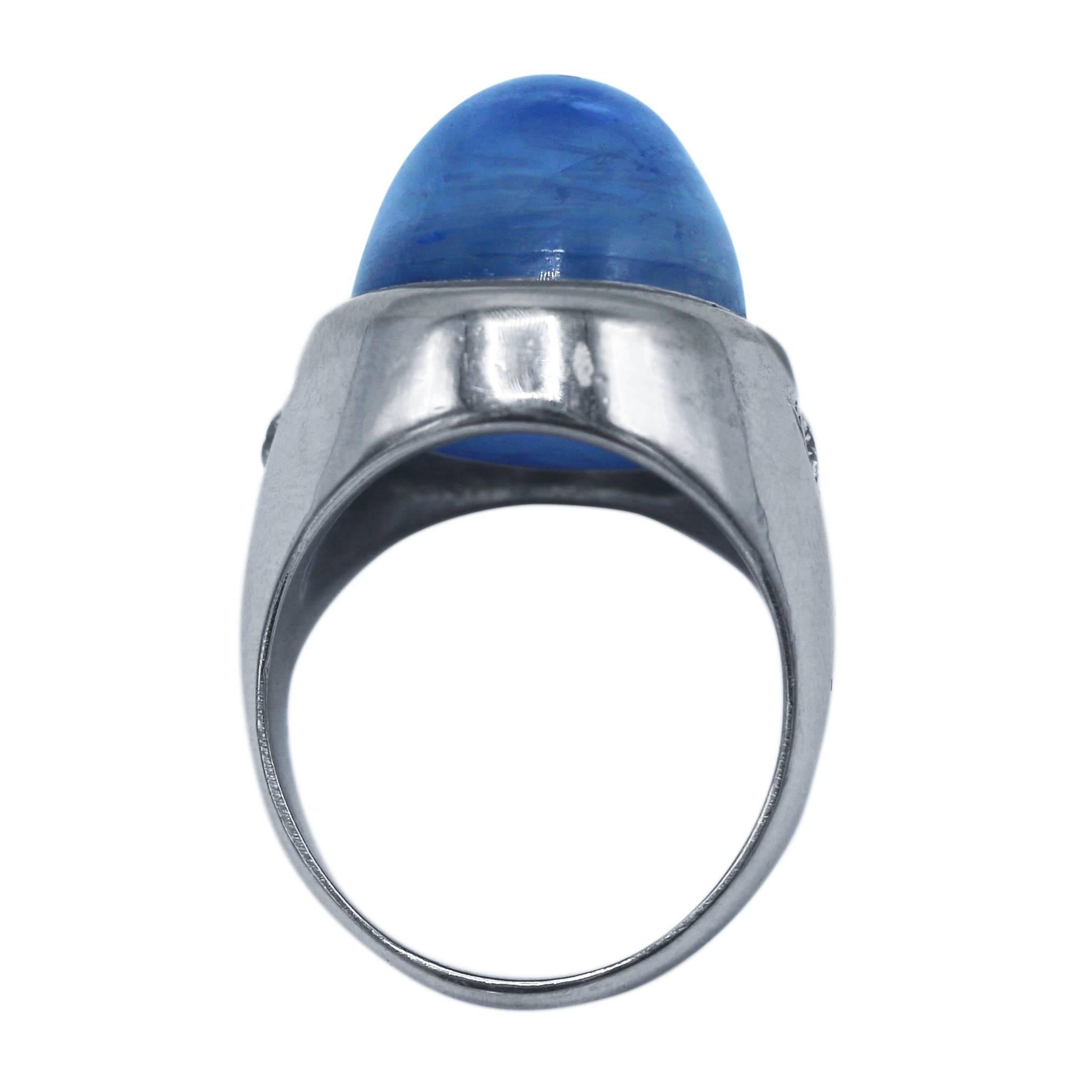 Women's or Men's 1940s Star Sapphire and Diamond Ring