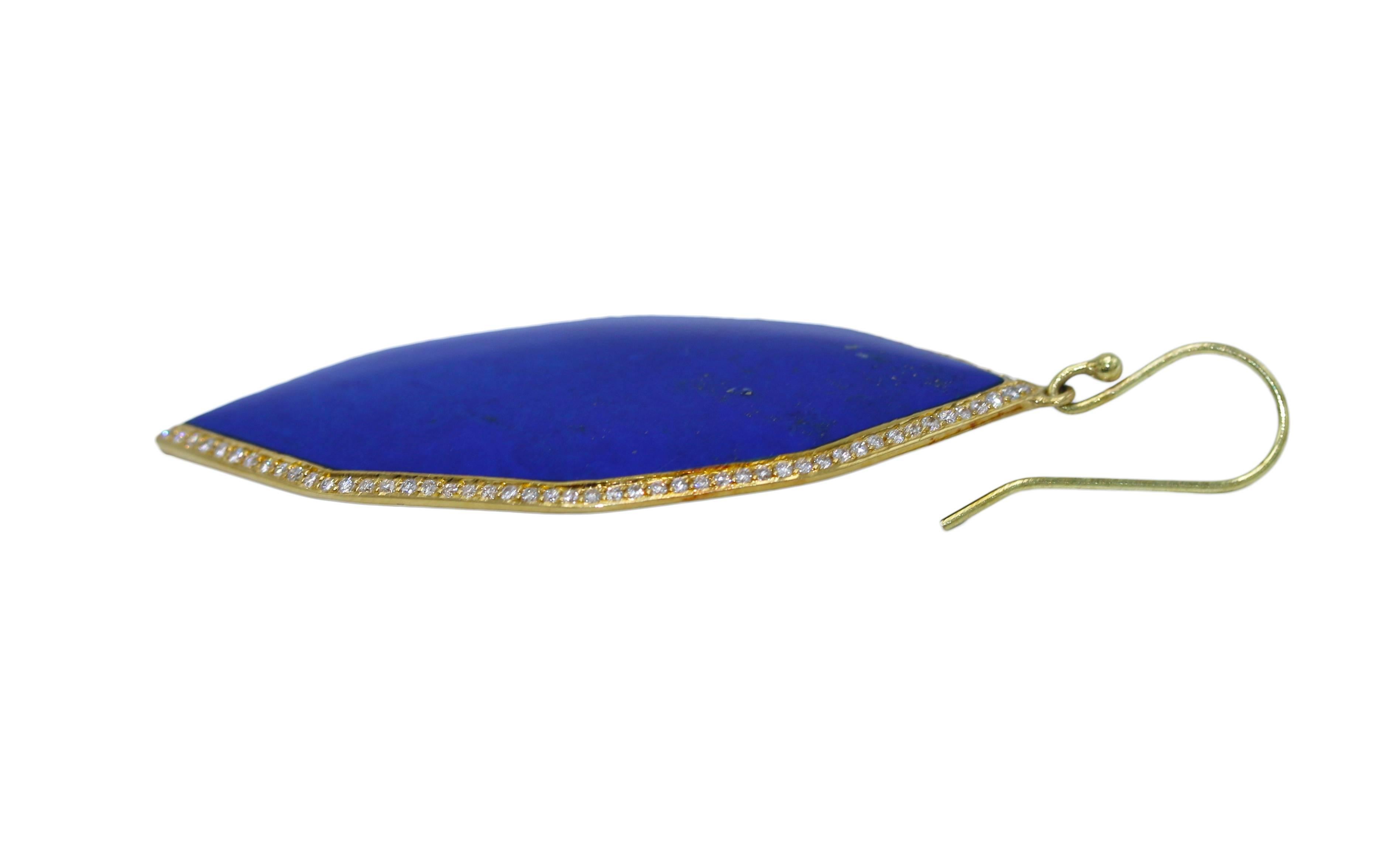 Round Cut Ippolita Lapis Lazuli and Diamond Pendant Earrings