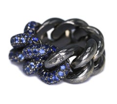 Pomellato Sapphire and Blackened Gold Band Ring