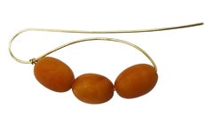 Angela Pintaldi Natural Amber Modernist Pendant Earrings