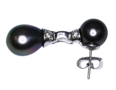 Tahitian Black Pearl and Diamond Earrings